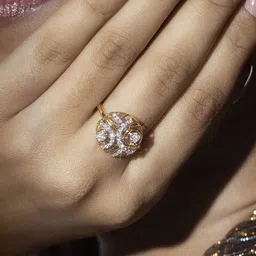 Mia by Tanishq 14KT Gold Diamond Studded Finger Ring image 4