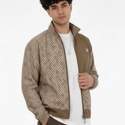 glitchez Abstract Print Mock Collar Oversized Windcheater Bomber Jacket-picture-17