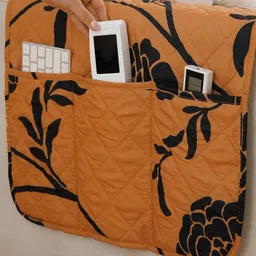 HOKIPO Copper-Toned & Black Printed Waterproof 1 Seater Sofa Mat with Pockets image 4