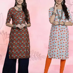 Ethnic basket Women Pack Of 2 Multicoloured Crepe Kurtas-picture-16