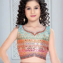 JAY NAGNATH FAB Girls Embellished Ready to Wear Art Silk Lehenga & Blouse With Dupatta image 5