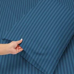 tundwal's Blue Striped Printed Microfiber 210 TC Single Bedsheet Sets - 2.23 m x 1.45 m image 4
