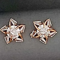 MEIRA JEWELLERY Gold-Plated Artificial Stones Studded Floral Studs image 2