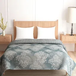 A Homes Grace Blue & Cream Floral Microfiber AC Room 120 GSM Double Bed Dohar-picture-19