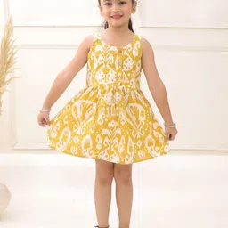 Sangria Girls Printed Pure Cotton Above Knee Length Fit & Flare Dress-picture-39