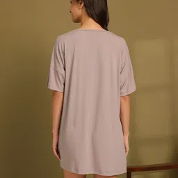 ETC Typography Print Drop-Shoulder Sleeves Mini T-shirt Nightdress image 3