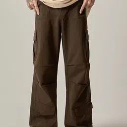 StyleCast Men Solid Loose Fit Cargos Trousers-picture-16