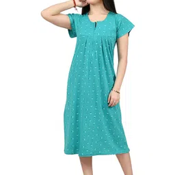 MIAVII CREATION Women Printed Round Neck Maxi Nightdress-picture-18