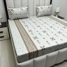 Pure Decor Royal Passion Grey Printed Cotton 220 TC Queen Bedsheet Set 2.28m x 2.54m-picture-13