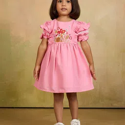 TINY TWILLS Embroidered Puff Sleeve Linen Fit & Flare Dress-picture-16