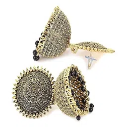 BMINO Gold Plated Artificial Beaded Dome Shaped Jhumkas image 4