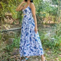 Pink Paprika by SASSAFRAS Floral Printed Shoulder Straps Maxi Dress image 3