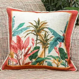 Crown of Poppies Multicoloured & Green Set of 7 Square Cushion Covers image 5