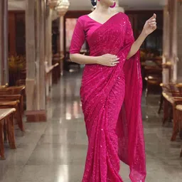 DIVASTRI Embellished Sequinned Saree-picture-18