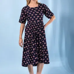 CORSICA Floral Print Crepe A-Line Midi Dress image 2
