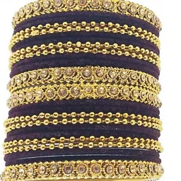 SAND Brown Glass Artificial Stones & Beads Bangle image 2