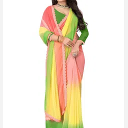 SHAIBO SAREE Ombre Patchwork Poly Georgette Saree image 2