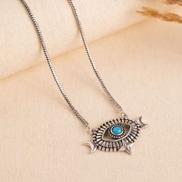 Voylla Brass Silver-Plated Oxidised Necklace-picture-21
