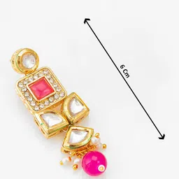 Anouk Gold Plated kundan Stones Studded & Beaded Classic Drop Earrings image 3