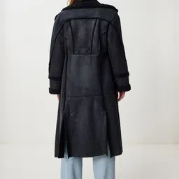 Happiness istanbul Women Cotton Single Breasted Notched Collar Overcoat image 2