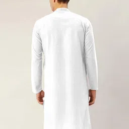 click n buy Men Solid Straight Kurta (White) image 4