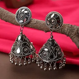 CARDINAL Oxidised Contemporary Jhumkas Earrings image 1