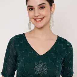 studio rasa Embellished V Neck Short Sleeves Saree Blouse-picture-38