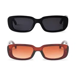 Being Better Unisex Black Lens & Black Rectangle Sunglasses with image 3