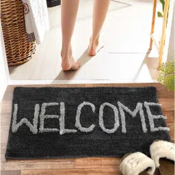 fine tex world Welcome Grey Microfiber 24x16 Inches Bath Mat image 1