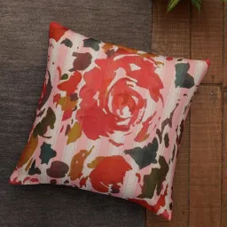 zeba Red Abstract Fabric 16 x 16 Inches Cushion Cover image 1