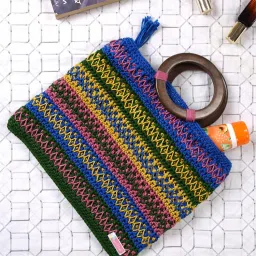 Magic Needles Handmade Cotton Handbag - Multi-Color-image-24