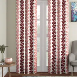 Cortina Pink & Maroon 2 Pcs Floral Printed Door Curtains-image-50