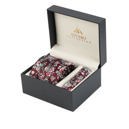 Alvaro Castagnino Men Maroon & Pink Floral Printed Microfiber Accessory Gift Set-picture-10