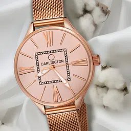 CARLINGTON Women Rose Gold-Toned Dial & Rose Gold Toned Straps Analogue Watch CT2015-image-42