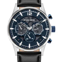 Police Men Blue Skeleton Dial & Black Leather Textured Straps Analogue Watch-picture-28