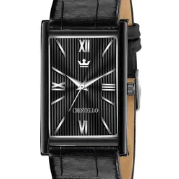 CRESTELLO Men Black Brass Dial & Black Leather Textured Straps Analogue Watch CR-BK026-BLACK-picture-27