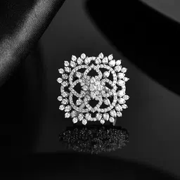 Voylla Rhodium-Plated CZ-studded Adjustable Finger Ring-picture-13