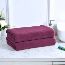 Black Gold Bath Towels 400 Gsm Lightweight Ultra-Soft Plain Wine (Pack Of 2) image 1