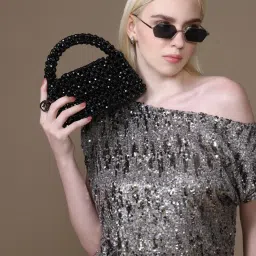 Kazo Elena Beaded Clutch - Black (S)-image-55