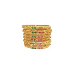 GRIIHAM Gold Plated Classic Floral design 6 bangles (Pack of 6) image 3