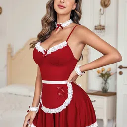 Softwrap Satin Costume Baby Doll With Choker-picture-29