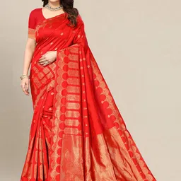 Om Shantam Sarees Woven Design Zari Banarasi Saree-picture-23