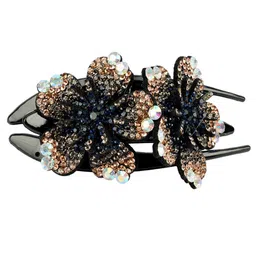 MIZORRI Women Black & Gold-Toned Embellished French Barrette-image-87