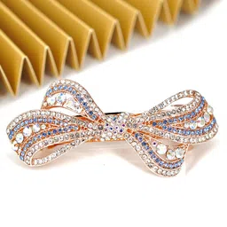 Yellow Chimes Women Blue Beaded Bow French Barrette-image-38
