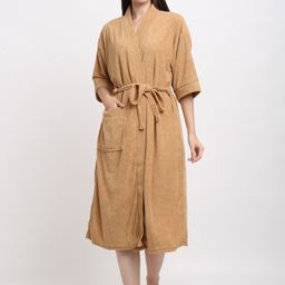 Creeva Everyday Collection Tie-Up Front Pocket Terry Bath Robe-picture-12