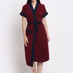 Creeva Everyday Collection Tie-Up Front Pocket Terry Bath Robe-picture-4