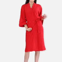 LacyLook Women Red Solid Bath Robe with Belt-picture-29