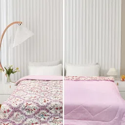 Supreme Home Collective Pink & White Ethnic Motifs AC Room 300 GSM Double Bed Comforter-image-5