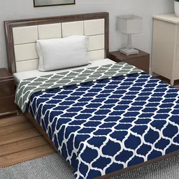 Divine Casa Navy Blue & Grey Abstract AC Room 110 GSM Single Bed Dohar image 1