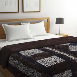 KLOTTHE Brown Geometric Heavy Winter Double Bed Quilt-image-34